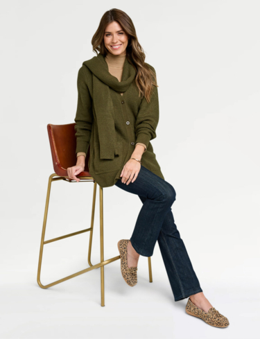 Detachable Scarf Cardigan