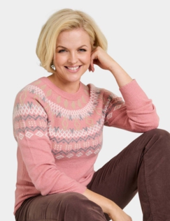 Fairisle Inspired Jumper - Blush Pink