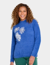Sequin Flower Burst Jumper Denim