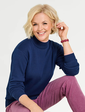 Fleece Lined Turtle Neck Jumper NAVY