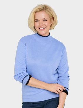 Fleece Lined Turtle Neck Jumper Navy