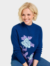 Floral Intarsia Jumper NAVY