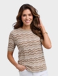 Short Sleeve Wave Design Jumper Beige