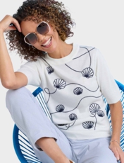 Cornelli Shell Embroidered Short Sleeve Jumper Ivory