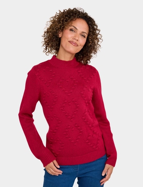 Bobble Heart Turtle Neck Jumper Natural