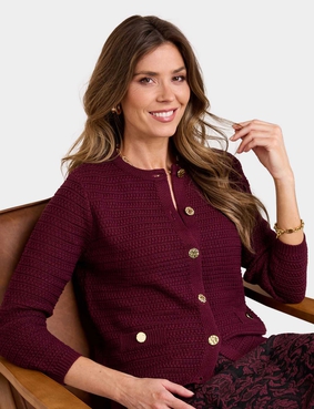 Jacket Style Cardigan Burgundy