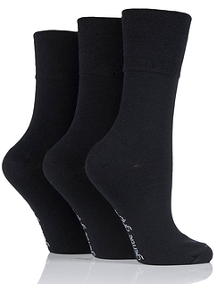 6 Pack Gentle Grip Socks Black