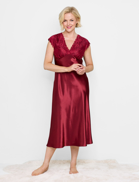 Luxury Satin and Lace Nightdress Ash