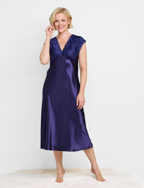 Luxury Satin and Lace Nightdress Ash