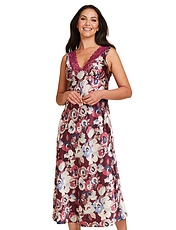 Luxury Satin Print Nightdress Fuchsia