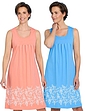 Pack of 2 Sleeveless Print Hem Nightdresses Blue And Coral