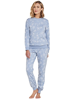 Print Cotton Jersey Ski Pyjama Blue