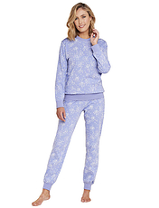 Print Cotton Jersey Ski Pyjama Blue