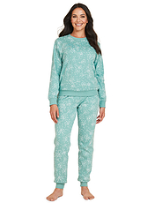 Print Cotton Jersey Ski Pyjama Blue