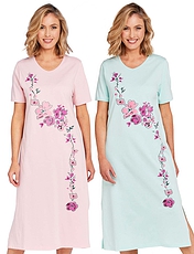 Nightdresses Pack of Two Aqua & Pink