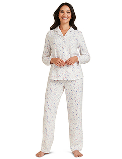 Soft Brushed Fleece Print Pyjama Blue
