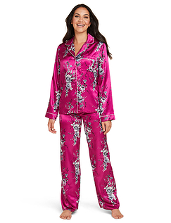 Luxury Satin Print Pyjamas Fuchsia