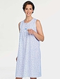 Swirl Leaf Print Sleeveless Nightdress Blue