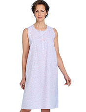 Swirl Leaf Print Sleeveless Nightdress Blue