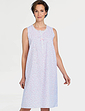 Swirl Leaf Print Sleeveless Nightdress Blue