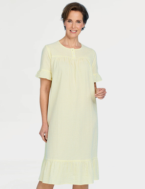Seersucker Cotton Nightdress Aqua