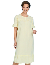 Seersucker Cotton Nightdress Aqua