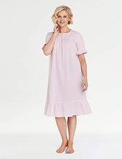 Seersucker Cotton Nightdress Aqua