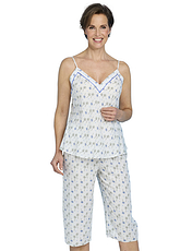 Palm Print Viscose Crop Pyjama Blue