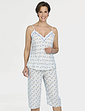 Palm Print Viscose Crop Pyjama Blue