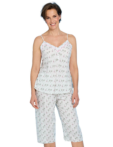 Palm Print Viscose Crop Pyjama