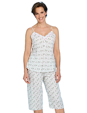 Palm Print Viscose Crop Pyjama Blue