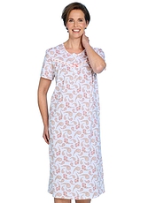 Broderie Lace Trim Print Jersey Nightdress Blue