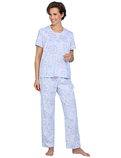 Geo Print Cotton Jersey Pyjamas Blue