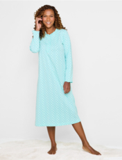 Print Frill Neck Nightdress Aqua
