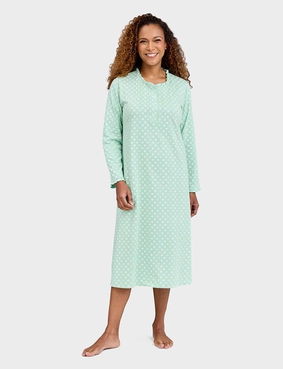 Print Frill Neck Nightdress Aqua