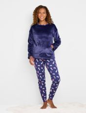 Cute Dog Print Pyjama Set Navy