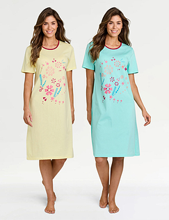 Pack of 2 Nightdresses Lemon & Aqua