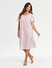 Marlon Cotton Dobby Pintuck Short Sleeve Nightdress Lemon