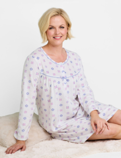Brushed Fleece Print Nightdress Blue