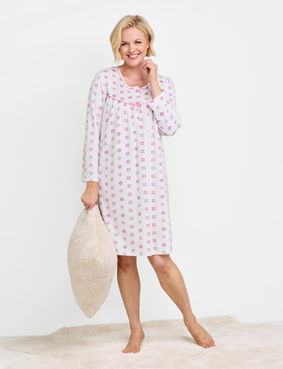 Brushed Fleece Print Nightdress Blue