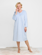 Thermal Fleece Print Nightdress Blue