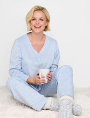 Brushed Fleece Print Pyjama BLUE