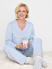 Brushed Fleece Print Pyjama Blue