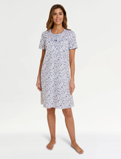 Short Sleeve Print Nightdress Blue