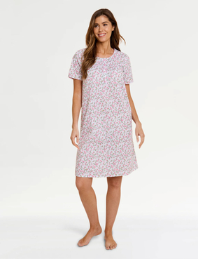 Short Sleeve Print Nightdress Pink