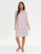 Short Sleeve Print Nightdress Pink