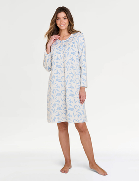 Brushed Fleece Print Nightdress Blue