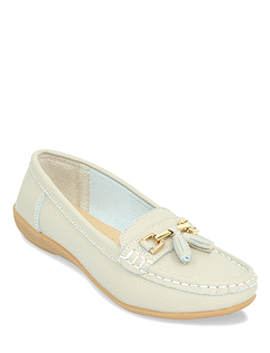 Ladies Leather Loafer Beige