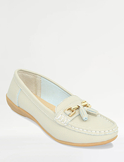 Ladies Leather Loafer Beige