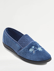 Slip on Washable Velour Slipper Blueberry